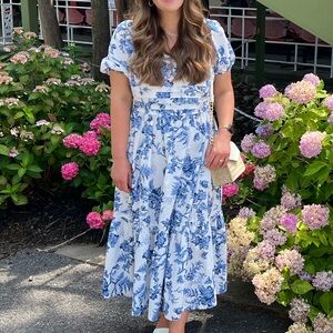 Blue and white floral dress